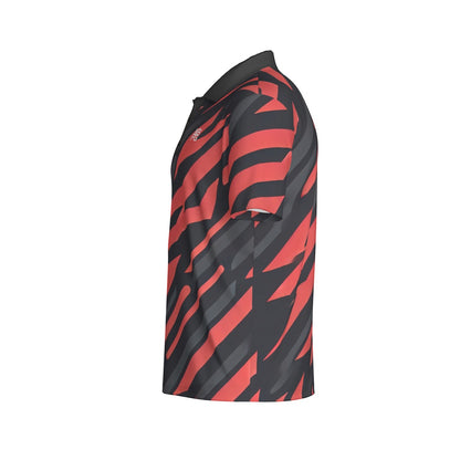 Red Tiger Polo shirt by Yoycol, featuring a vibrant tiger design on a classic polo style with collar and button placket.