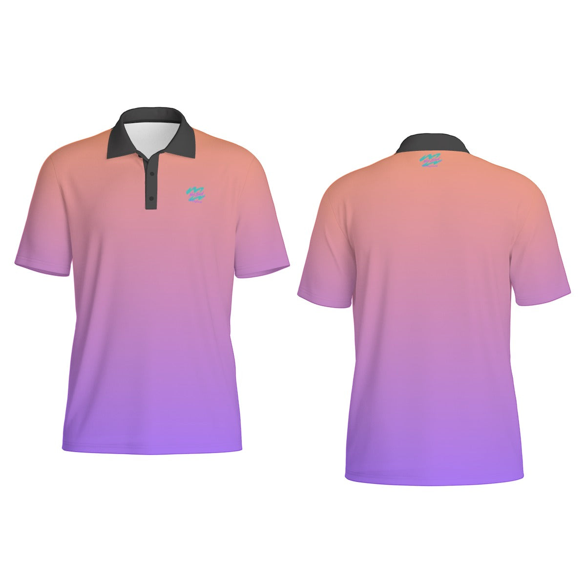 Yoycol Aurora Gradient Polo shirt with vibrant color transitions, classic collar, and short sleeves, made from comfortable fabric.