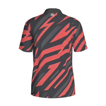 Red Tiger Polo shirt by Yoycol featuring a classic polo design with a vibrant red and tiger graphic print.