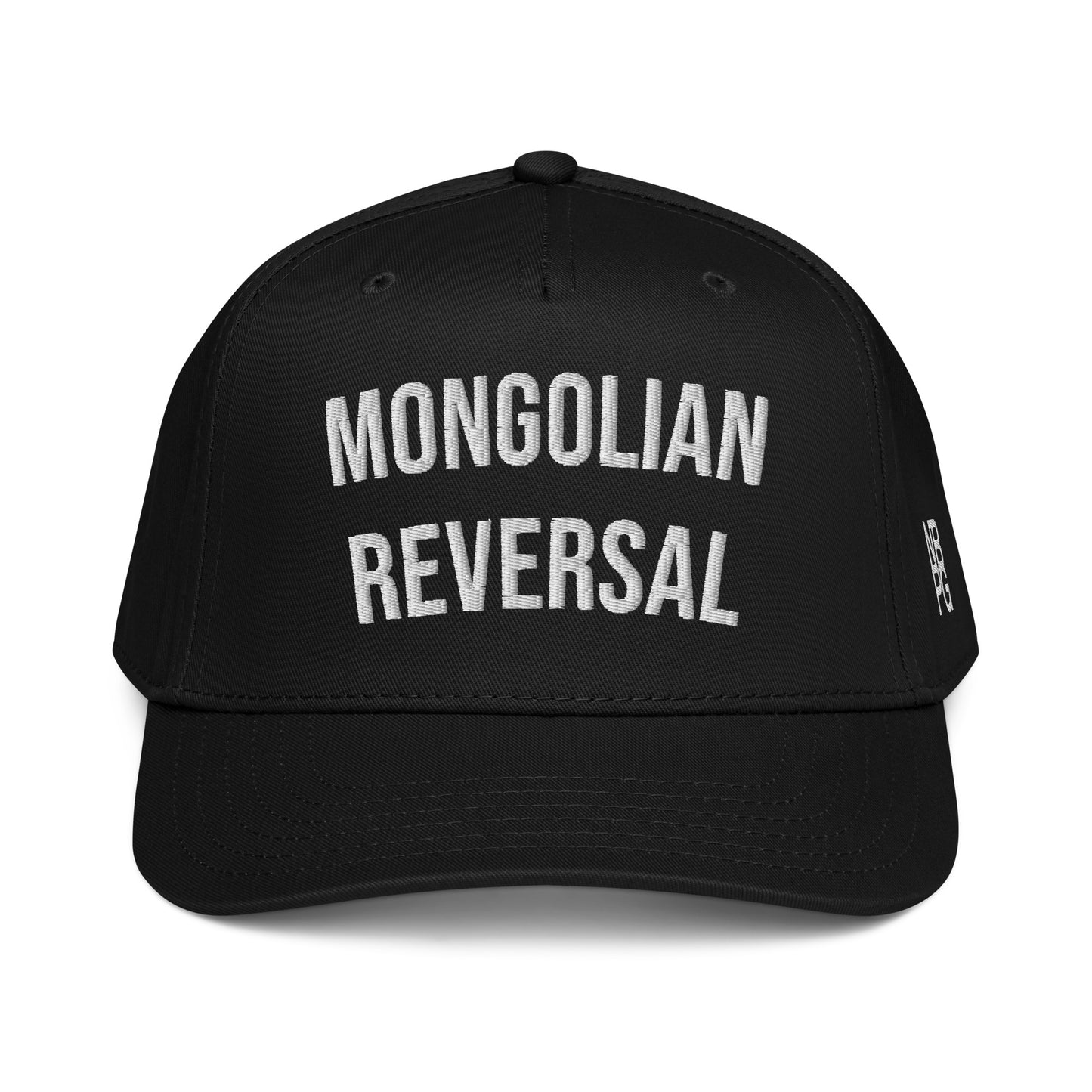 Black Mongolian Reversal 5-Panel Golf Hat by Not Bad Pretty Good, featuring a mid-profile baseball cap design.