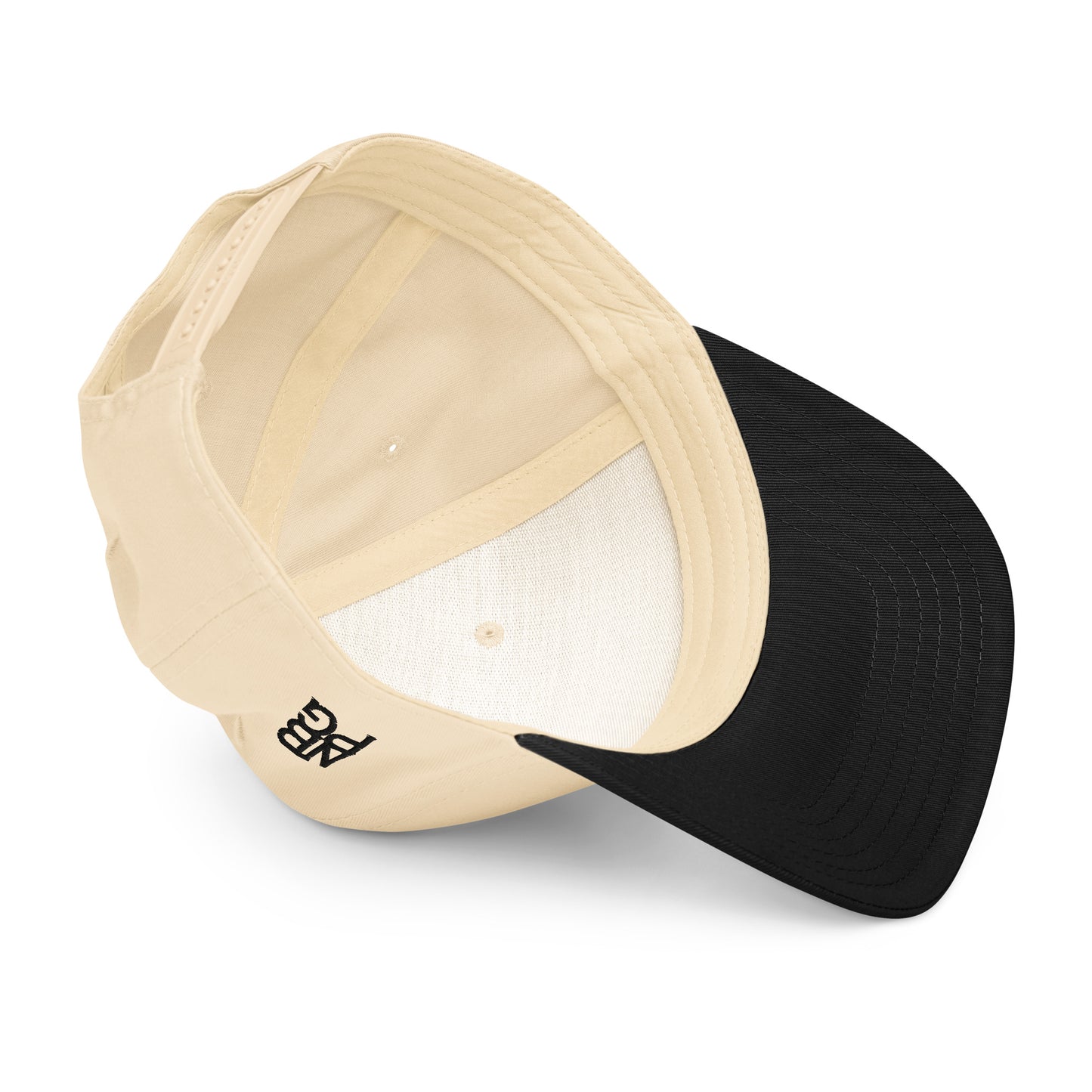 Black Mongolian Reversal 5-panel baseball hat by Not Bad Pretty Good with natural fabric details and mid-profile design.