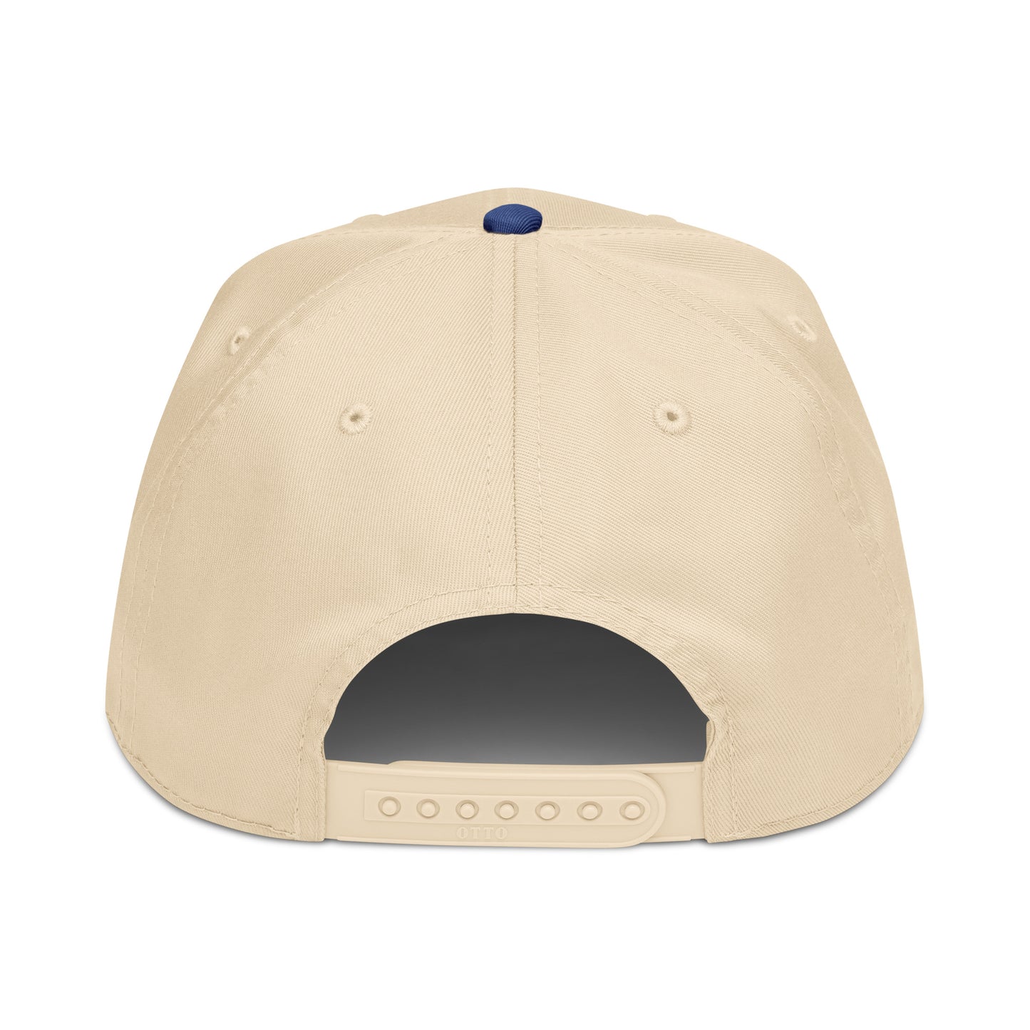 Not Bad Pretty Good Bogey Train golf hat, royal blue 5-panel baseball cap with natural back detail.