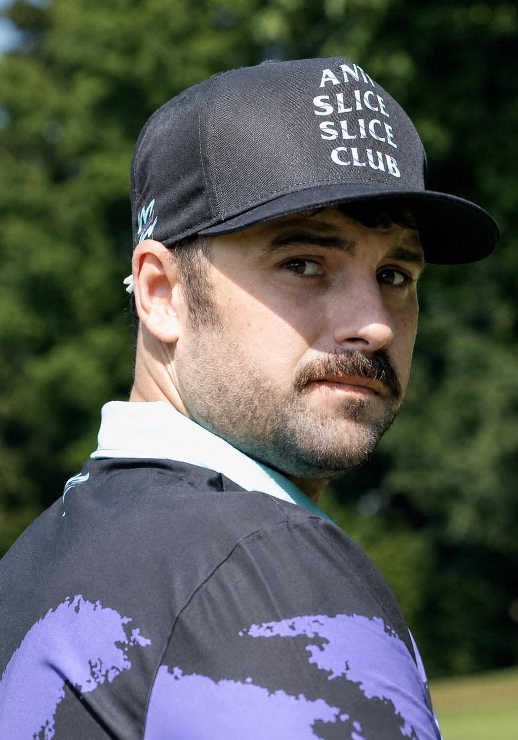 Yoycol Anti Slice Slice Club golf snapback hat with embroidered logo, adjustable brim, and stylish design.