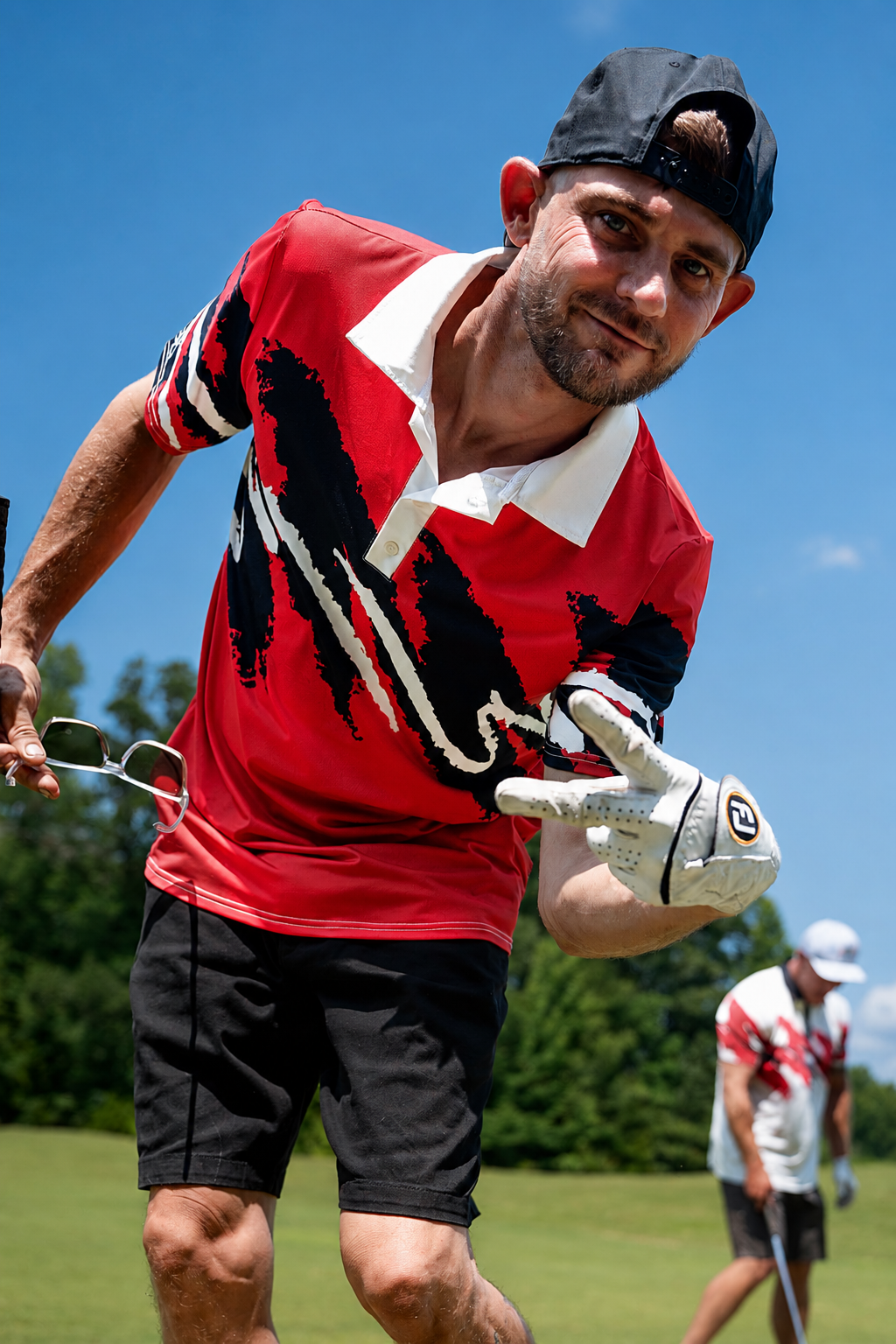Red Gameday Jazz Golf Polo by Yoycol, featuring a stylish design and comfortable fit, suitable for casual golf or sportswear.