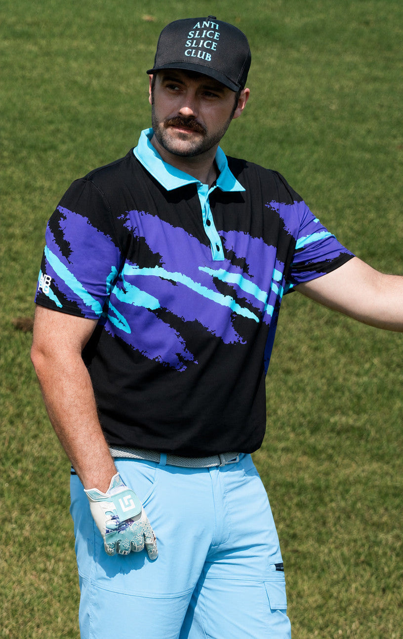 Yoycol Reverse Jazz golf polo shirt with vibrant color blocking and classic fit, designed for style and comfort during golf.