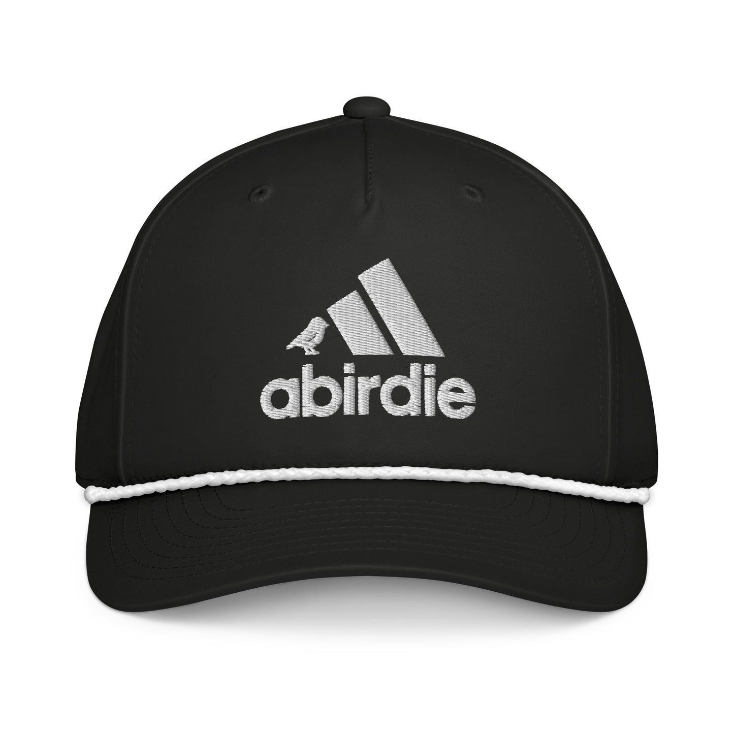 Black and white Birdie Golf Rope Hat by Not Bad Pretty Good with classic rope design and front view.