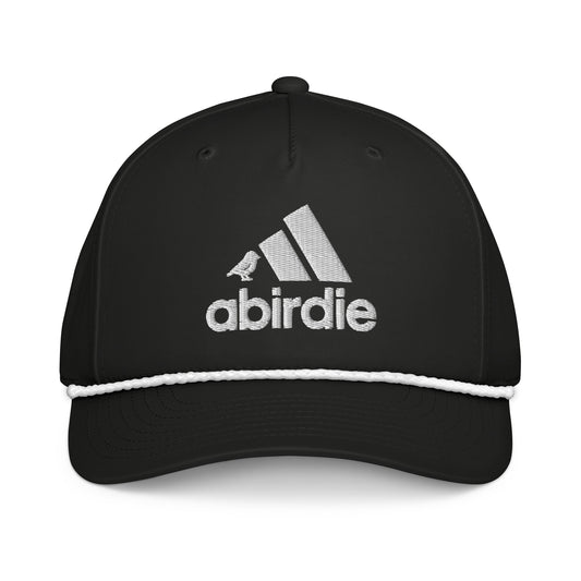 Black and white Birdie Golf Rope Hat by Not Bad Pretty Good with classic rope design and front view.