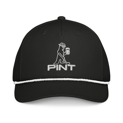 Black and white PINT Golf Rope Hat by Not Bad Pretty Good featuring a classic rope design and front view.