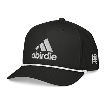 Black and white Birdie Golf Rope Hat by Not Bad Pretty Good featuring a classic rope design on the front.