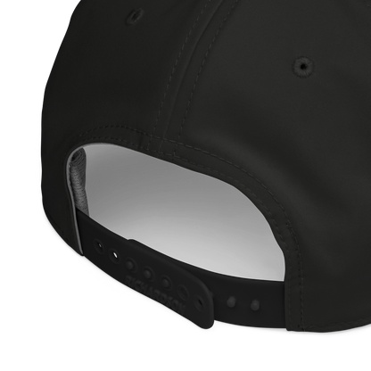 Black and white inverted golf hat with classic rope detail by Not Bad Pretty Good, shown from a front angle.