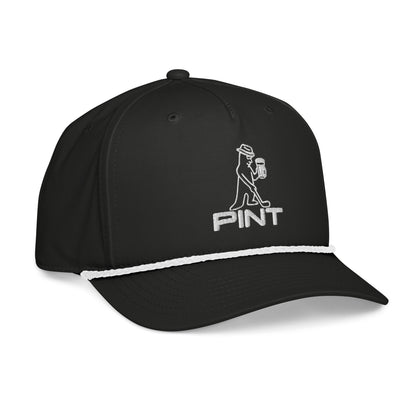 Black and white PINT Golf Rope Hat by Not Bad Pretty Good, shown from the right front with classic rope design.
