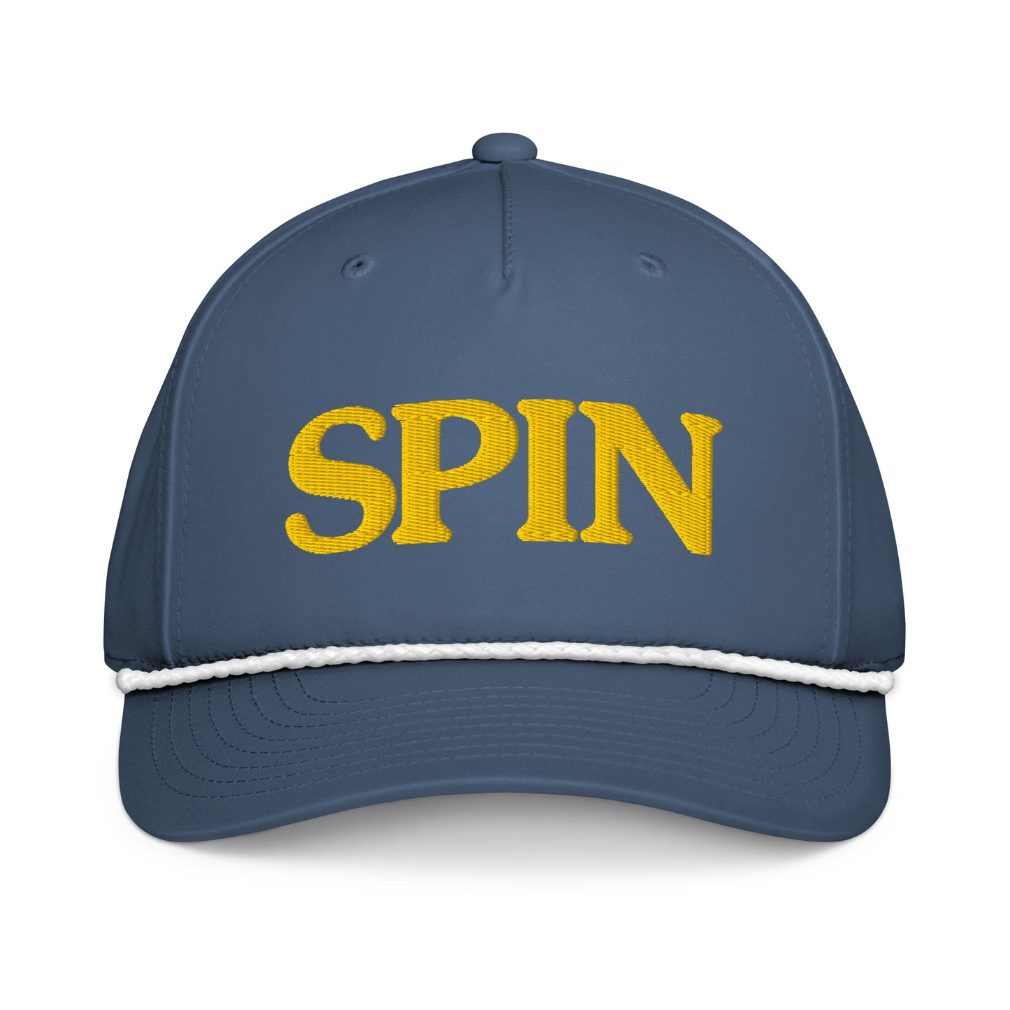 Light blue and white Spin Classic Rope Golf Hat by Not Bad Pretty Good featuring a stylish rope detail and curved brim.
