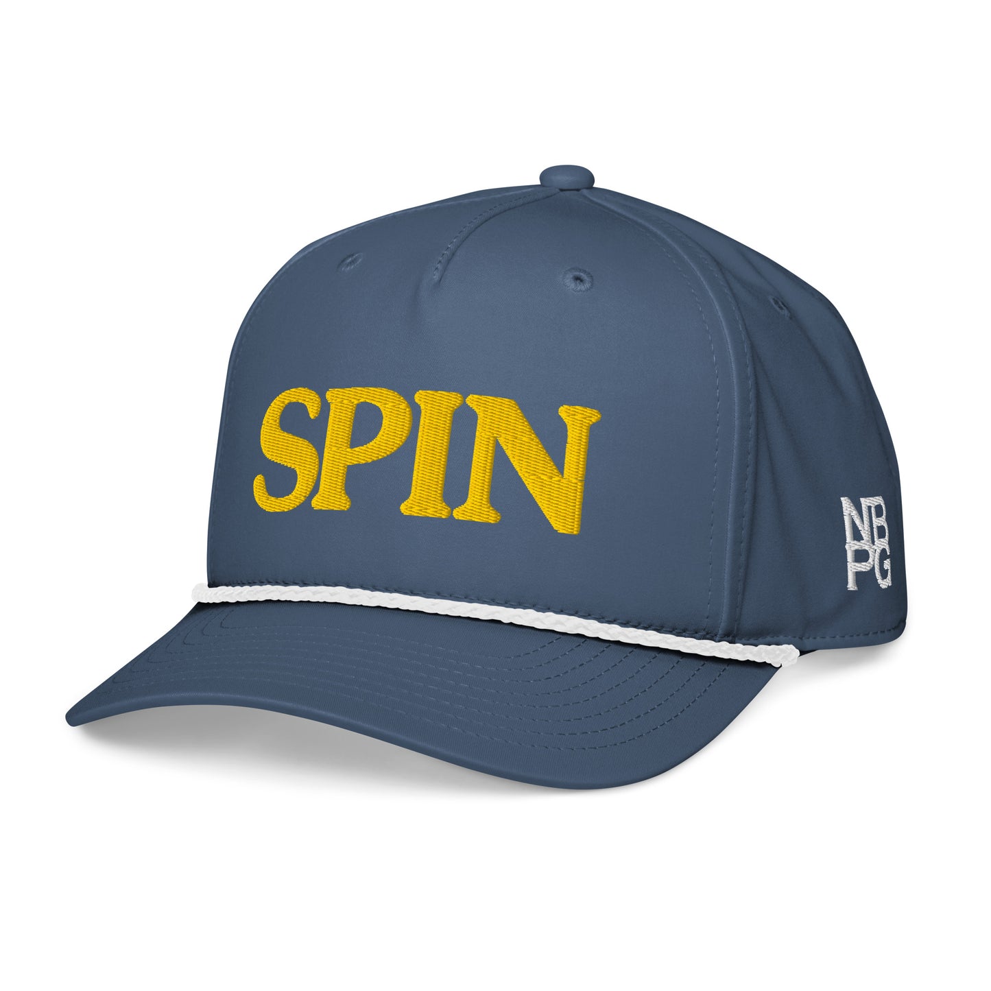 Light blue and white Spin Classic Rope Golf Hat by Not Bad Pretty Good, featuring a traditional rope design and curved brim.