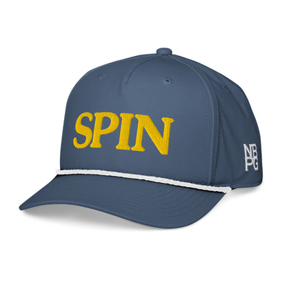 Light blue and white Spin Classic Rope Golf Hat by Not Bad Pretty Good, featuring a traditional rope design and curved brim.